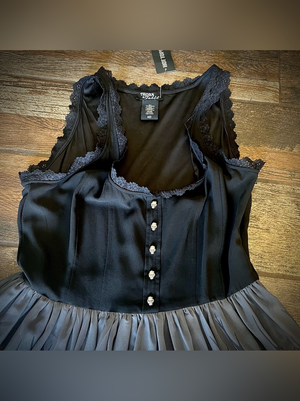 Thorn & Fable Hot Topic graveyard dress with ravens, trees & tombstones M - Picture 3 of 8